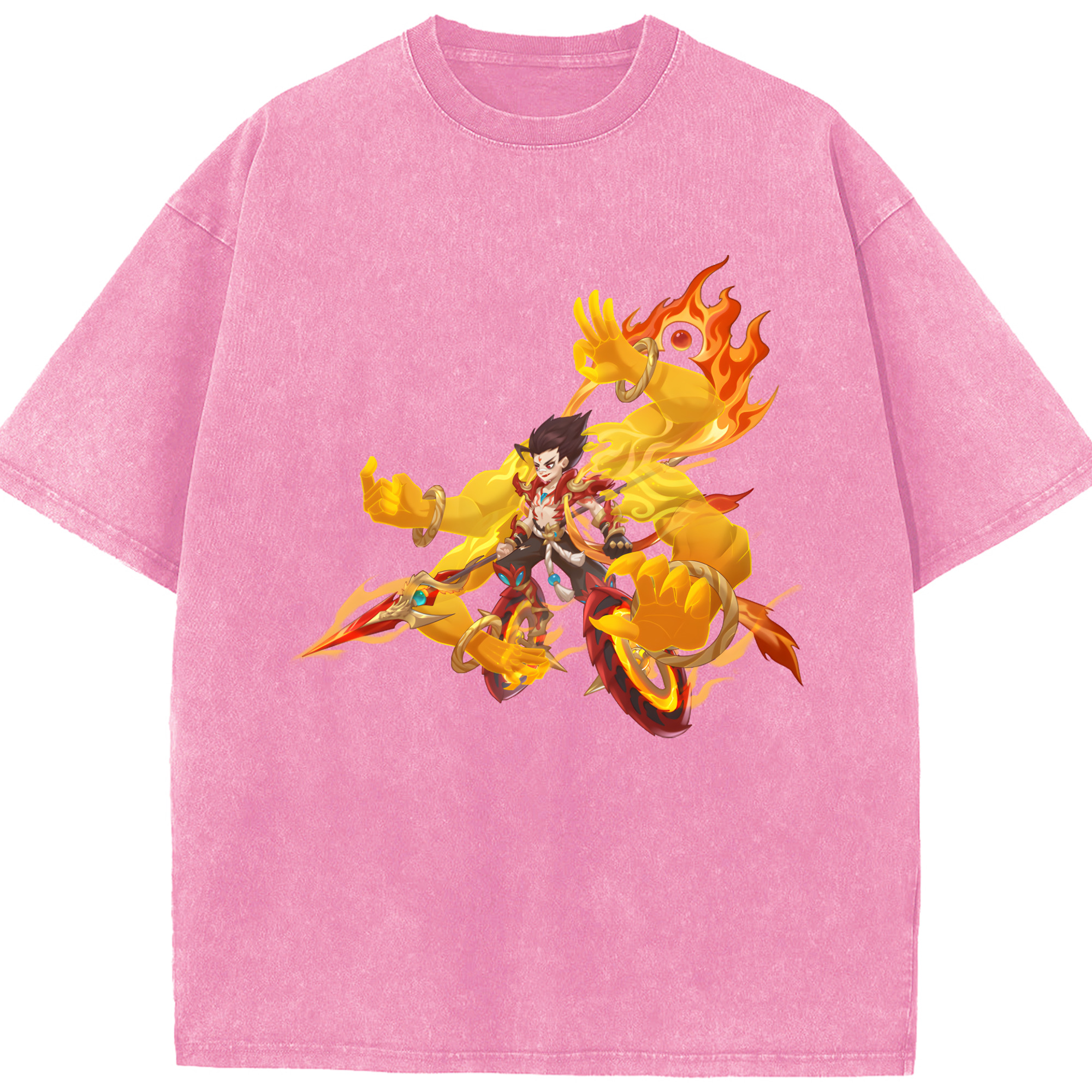 （画像用） Ne Zha 2 ナタ 魔童の大暴れ 綿100% ヴィンテージ風 半袖Tシャツ（フロントプリント）